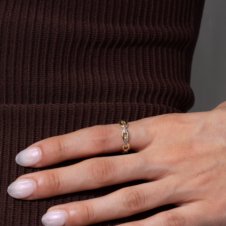 Two-Tone Chain Ring | 10k Gold