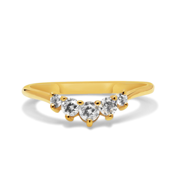 yellow gold chevron ring, cubic chevron ring 10k