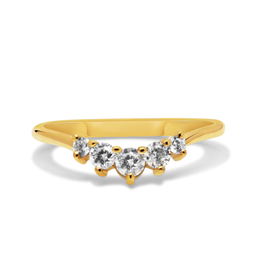 yellow gold chevron ring, cubic chevron ring 10k