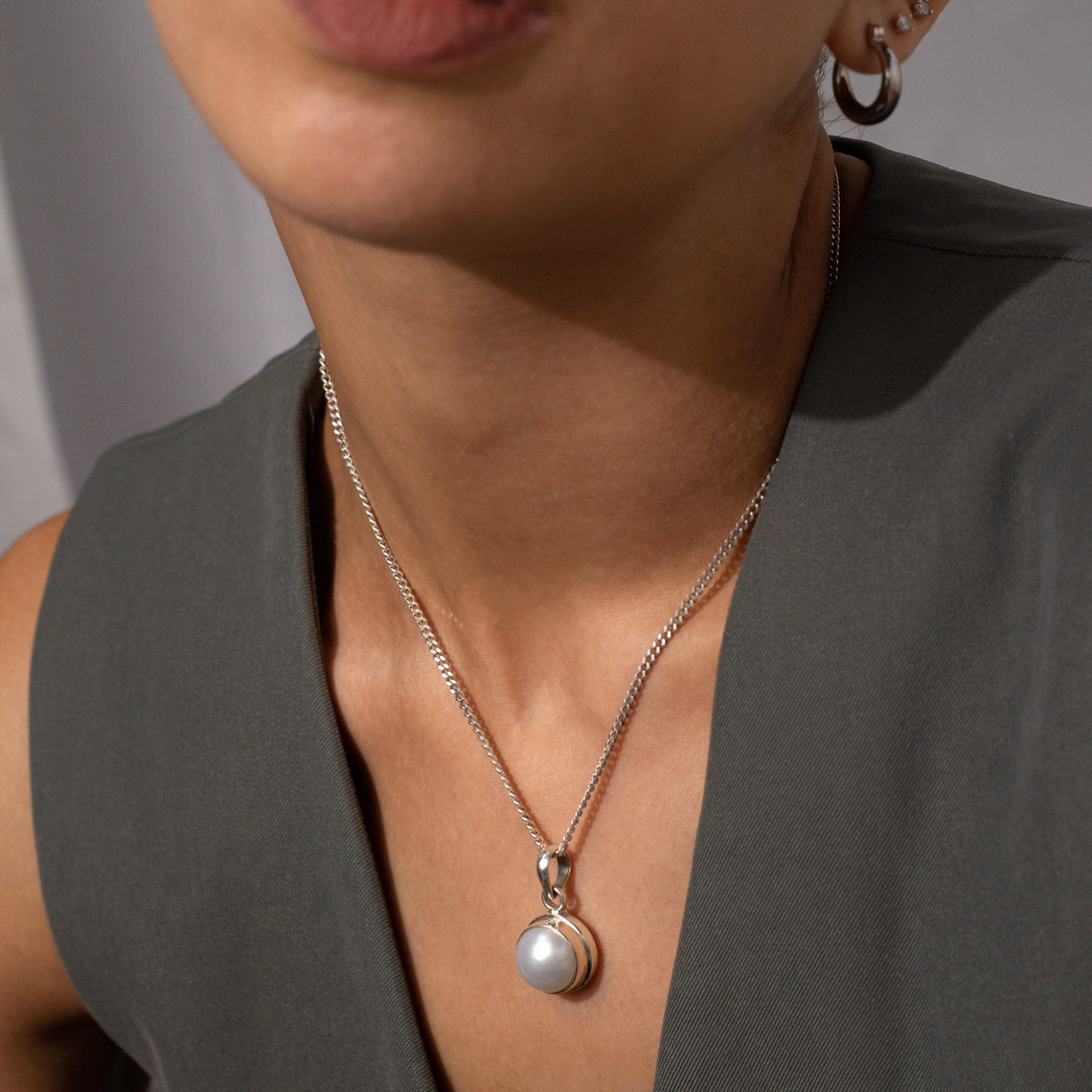 Chunky Pearl Pendant | Silver