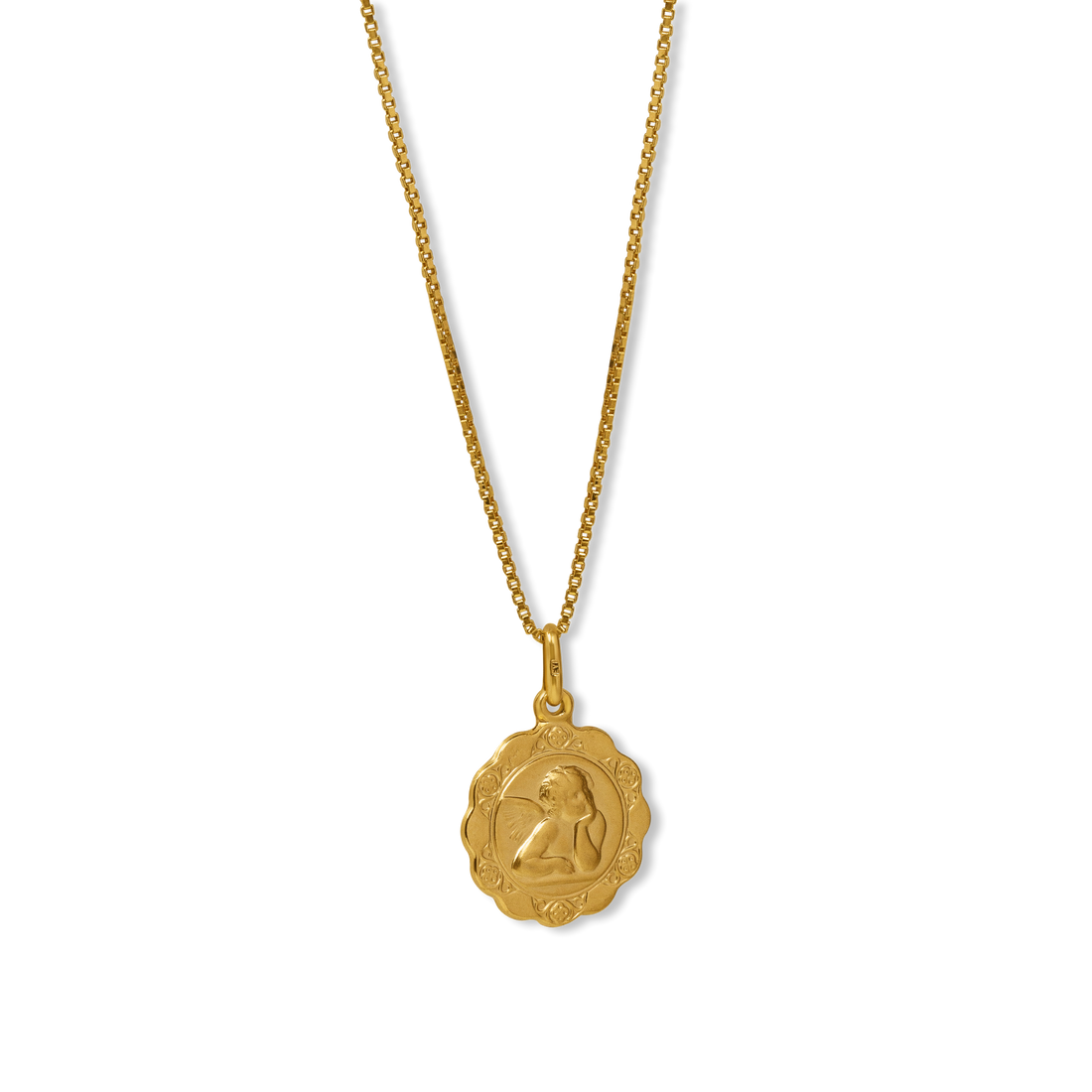 Large Baby Angel Pendant | 10k Gold | 16–22"