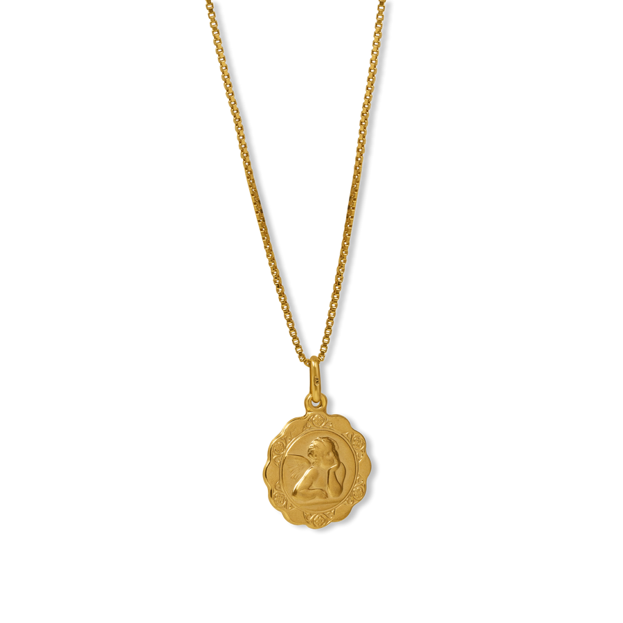 Large Baby Angel Pendant | 10k Gold | 16–22"