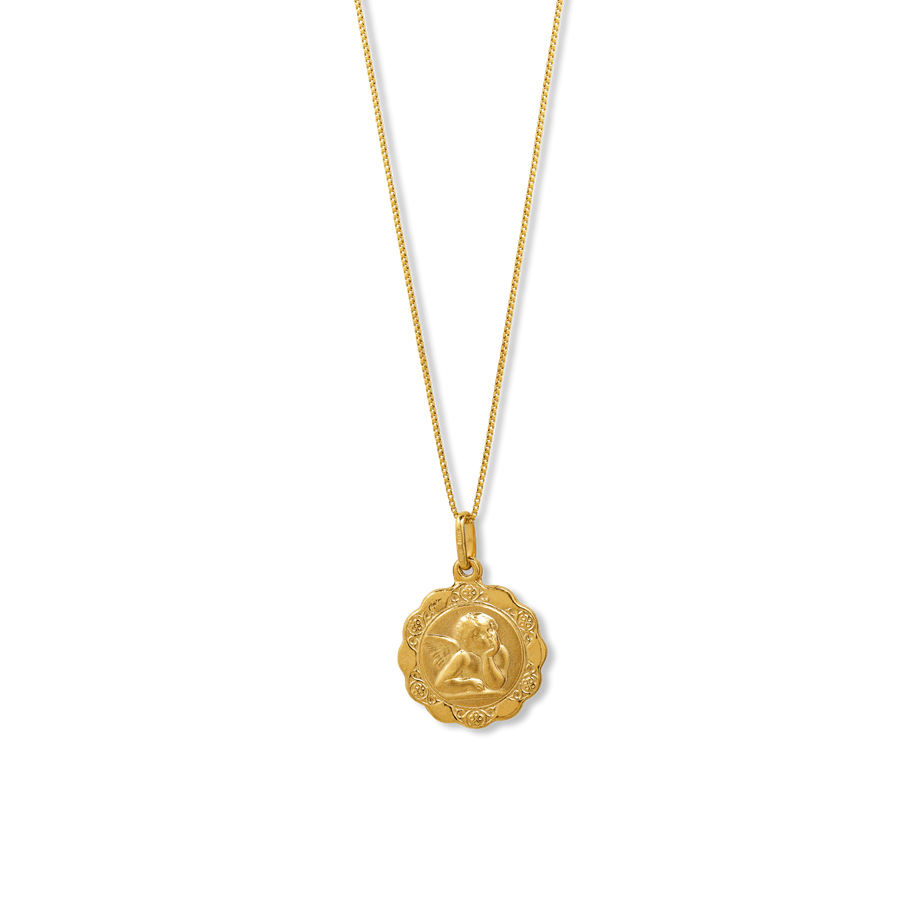 Large Baby Angel Pendant | 10k Gold | 16–22"