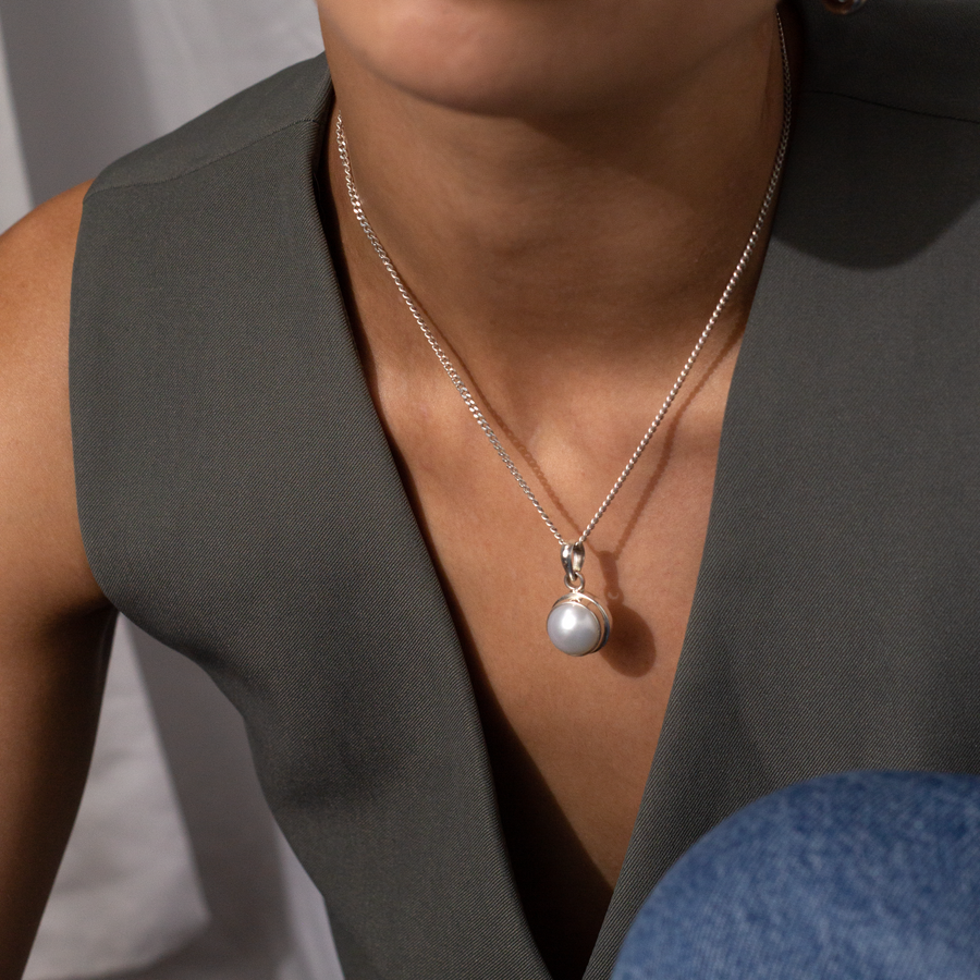 Chunky Pearl Pendant | Silver