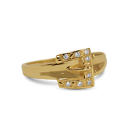 Buckle Ring with CZ | 10-14k Yellow/White/Rose Gold