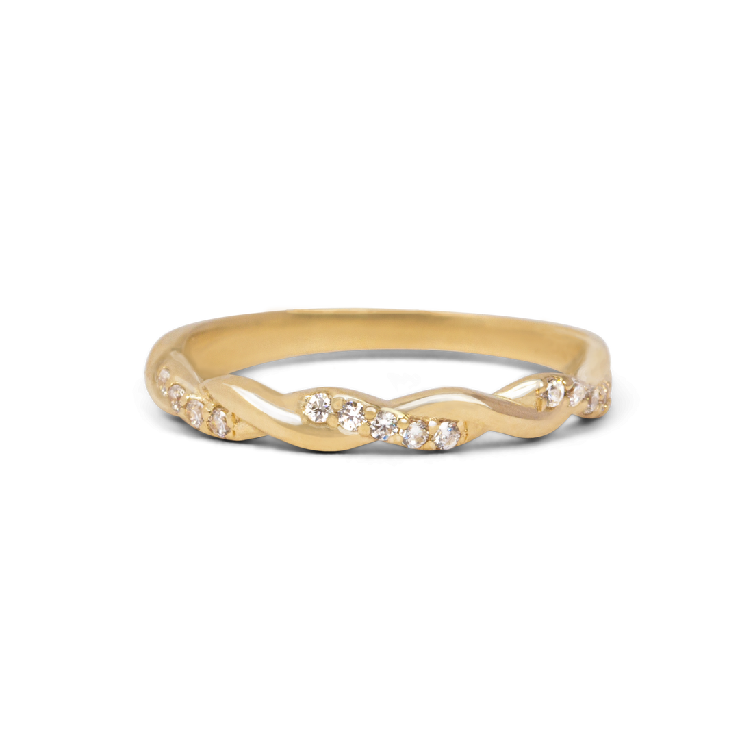 Braided CZ Ring | 10k-14k Yellow/White/Rose Gold