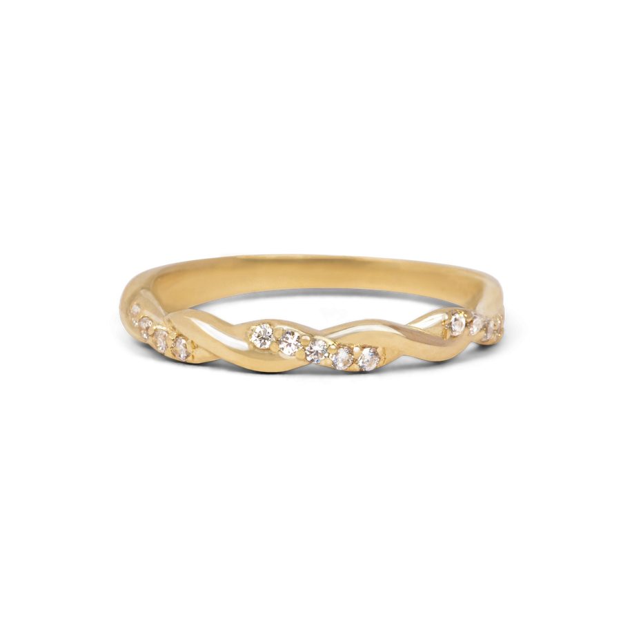 Braided CZ Ring | 10k-14k Yellow/White/Rose Gold