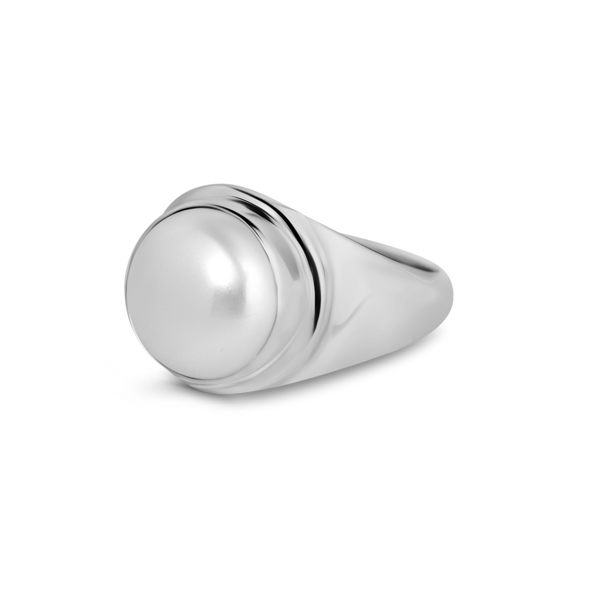 Chunky Silver Pearl Ring Toronto