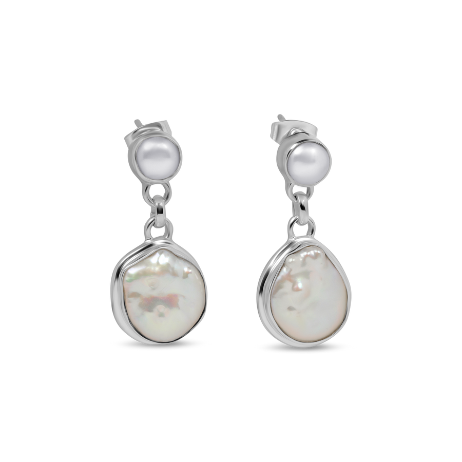 Toronto sterling silver pearl dangles, Toronto silver pearl dangle earrings