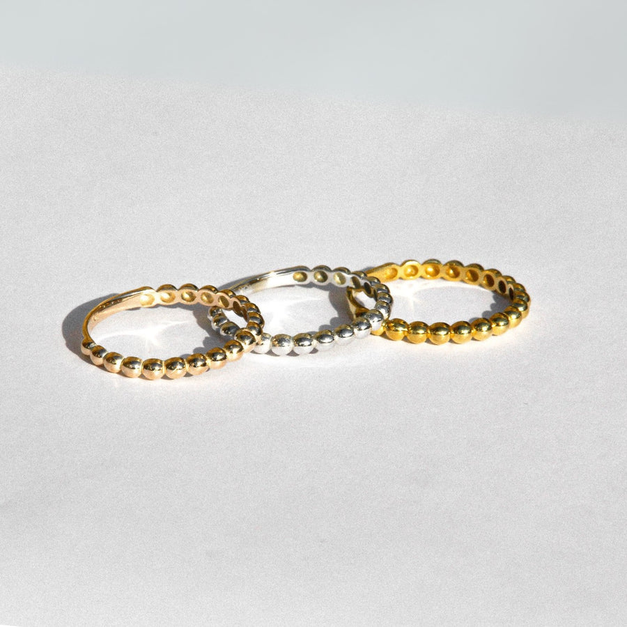 10k beaded gold ring, 10k rose gold bead ring