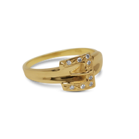 Buckle Ring with CZ | 10-14k Yellow/White/Rose Gold