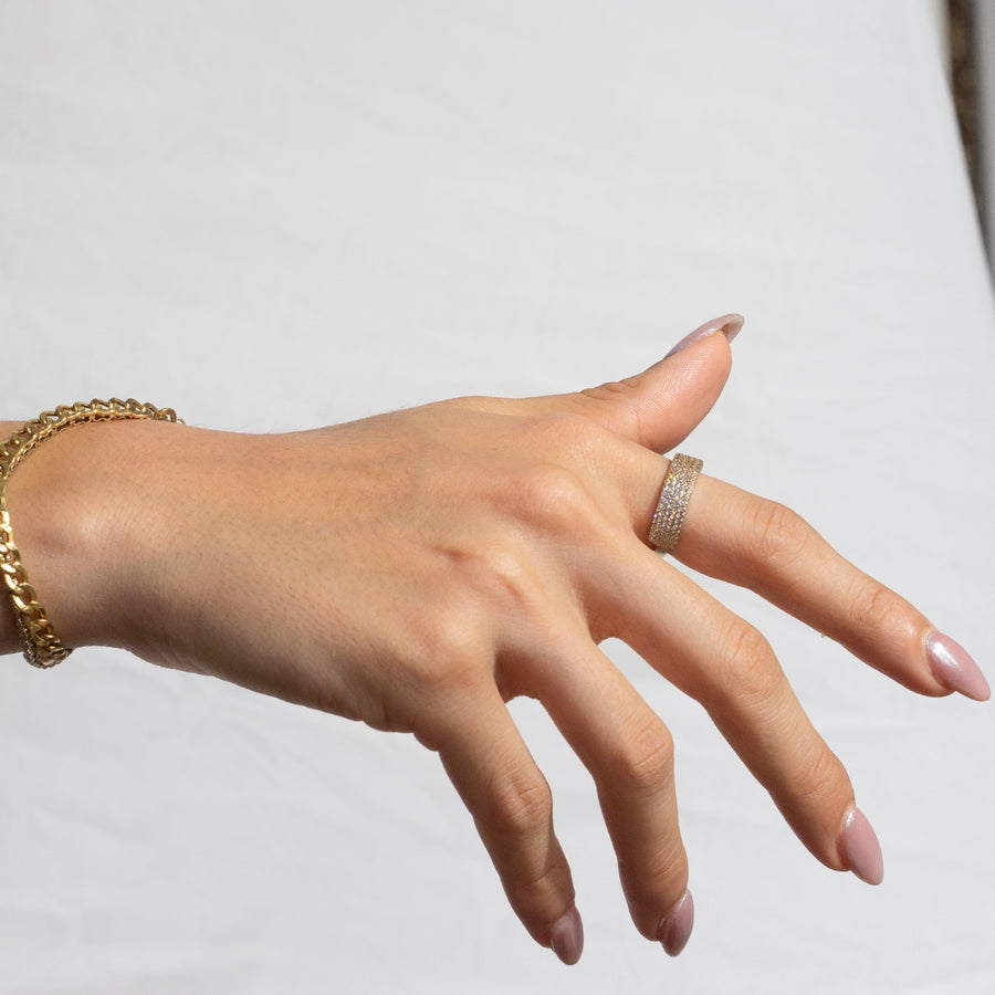 Wide Pave CZ Ring | 10k Gold