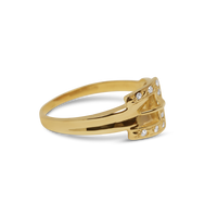 Buckle Ring with CZ | 10-14k Yellow/White/Rose Gold