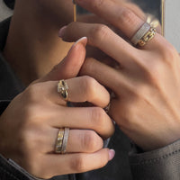 Buckle Ring with CZ | 10-14k Yellow/White/Rose Gold