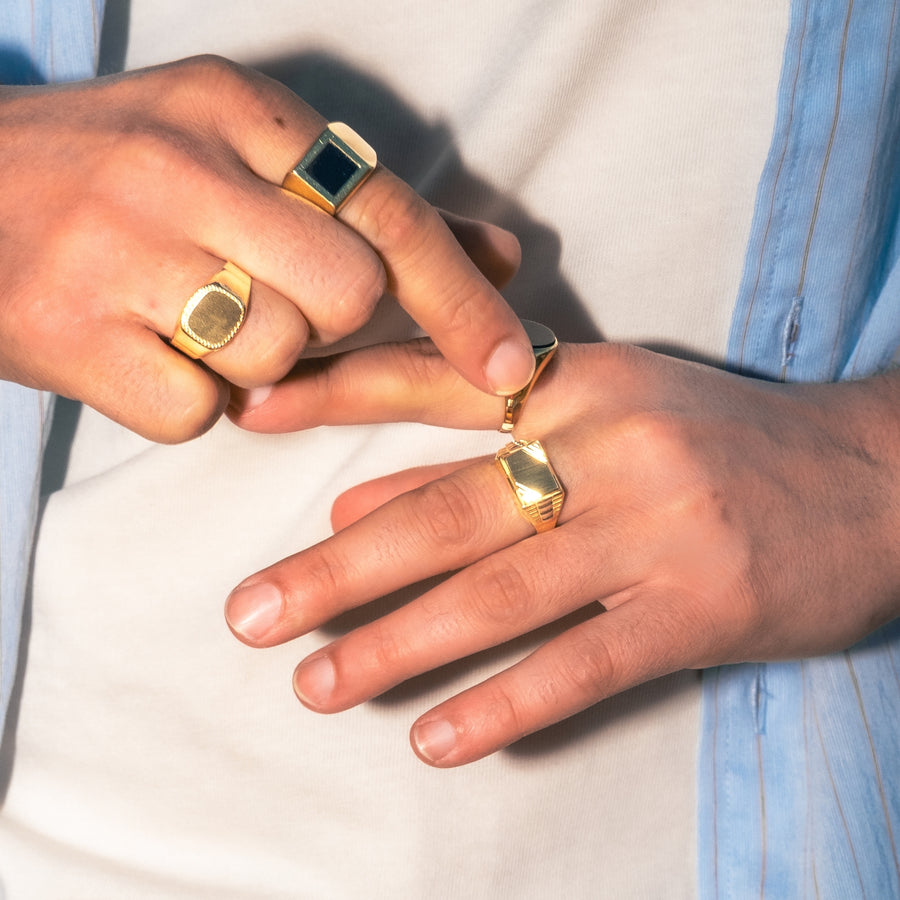 Men's Two-Tone Signet Ring | 10k Yellow/White Gold