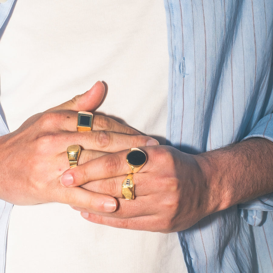 Men's Two-Tone Signet Ring | 10k Yellow/White Gold