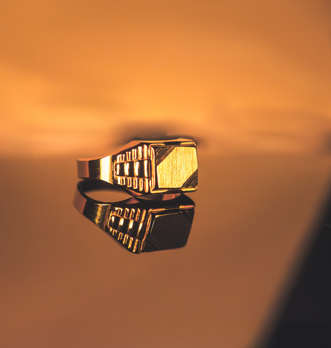 Men's Two-Tone Signet Ring | 10k Yellow/White Gold