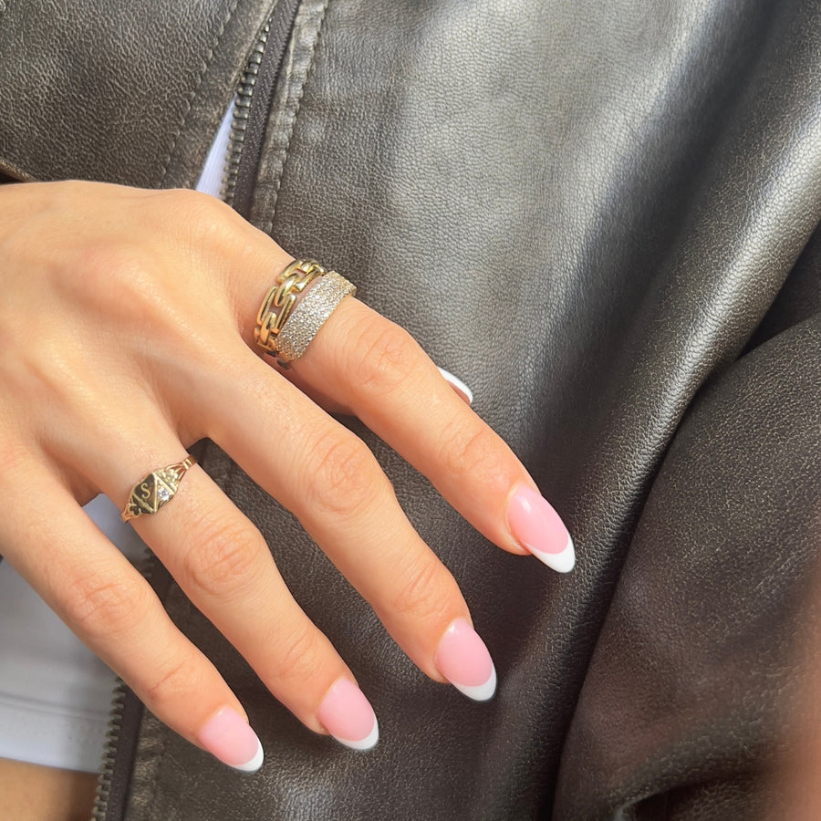 Wide Pave CZ Ring | 10k Gold