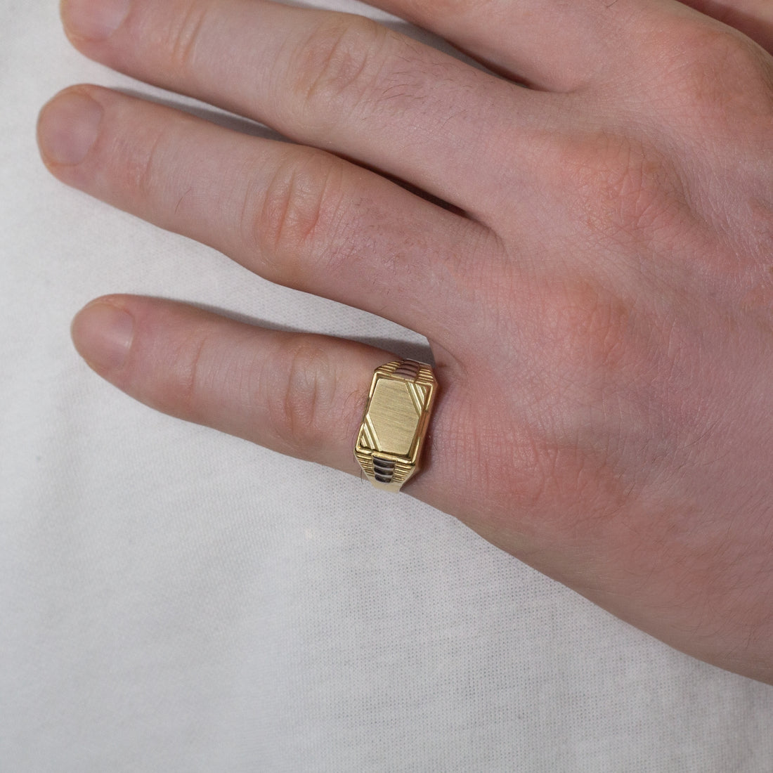 Men's Two-Tone Signet Ring | 10k Yellow/White Gold
