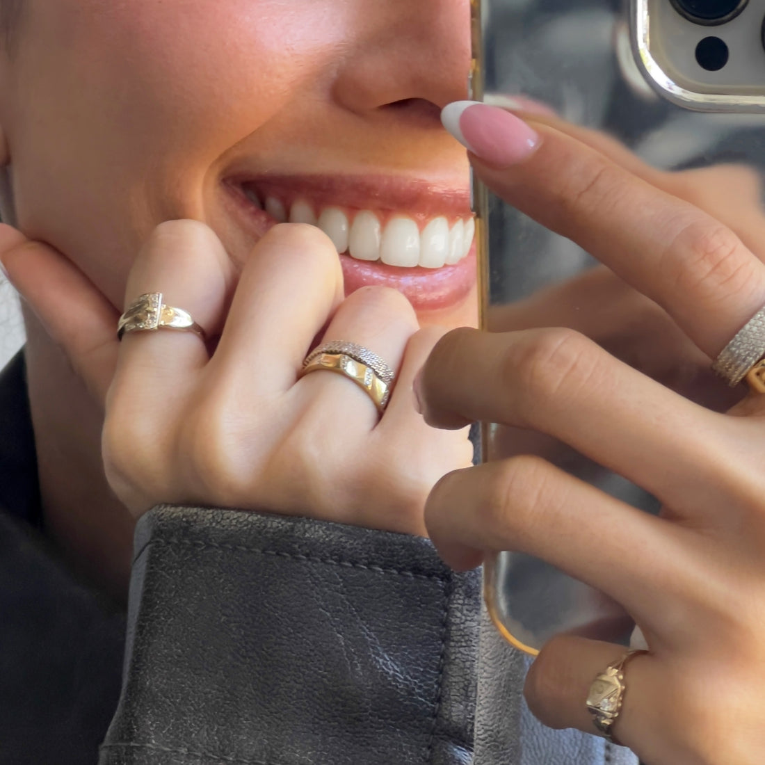 Buckle Ring with CZ | 10-14k Yellow/White/Rose Gold