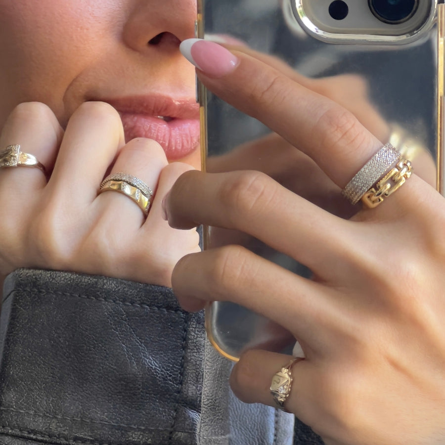 Gold Band with CZ Accent | 10k Gold