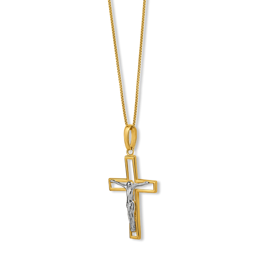 Crucifix Cross | 10k Yellow/White Gold | 16–22"