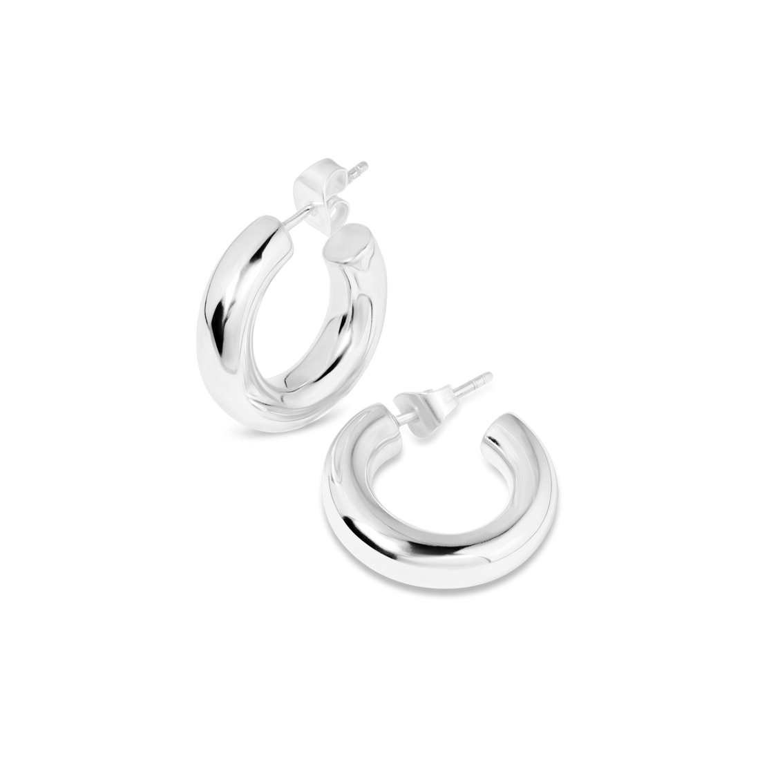 Chunky Tube Hoops | Silver | 20mm
