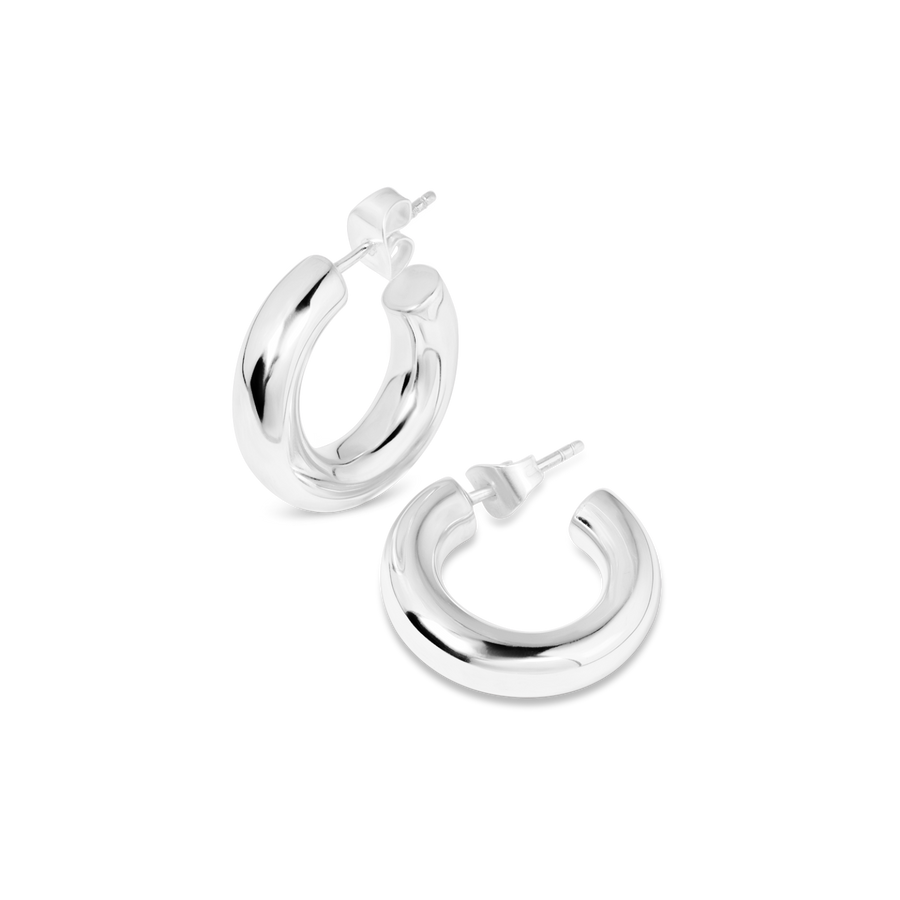Chunky Tube Hoops | Silver | 20mm