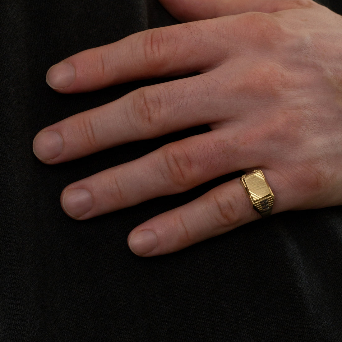 Men's Two-Tone Signet Ring | 10k Yellow/White Gold