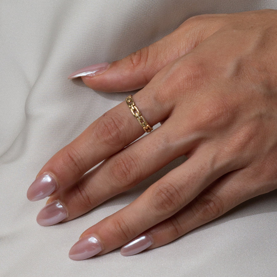 Narrow Chain Link Band | 10k Gold