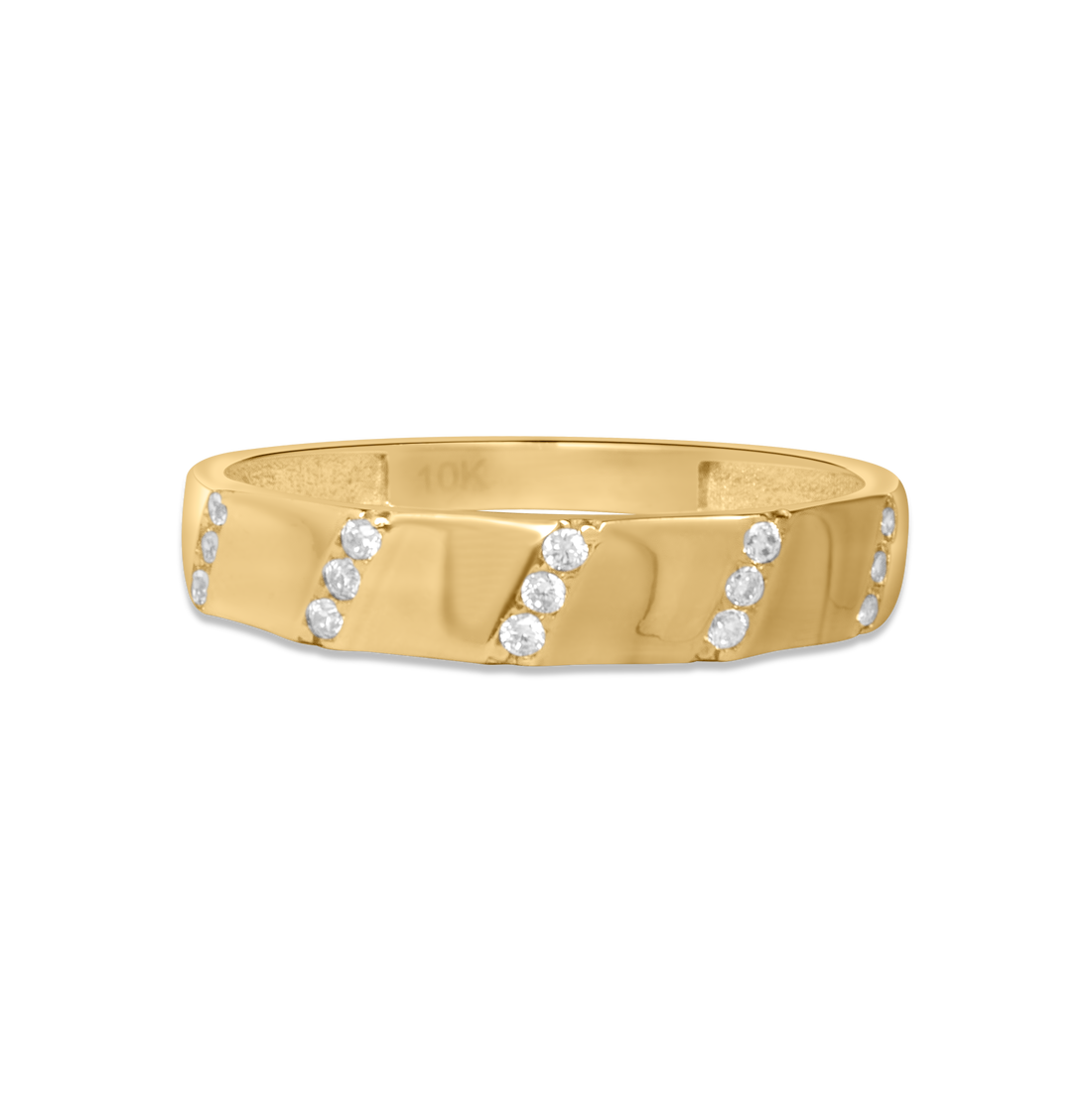 Gold Band with CZ Accent | 10k Gold