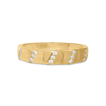 Gold Band with CZ Accent | 10k Gold