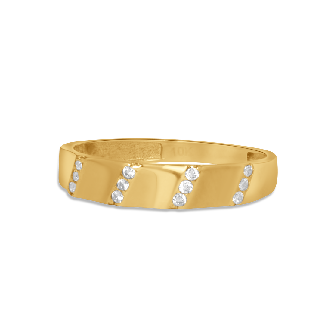 Gold Band with CZ Accent | 10k Gold