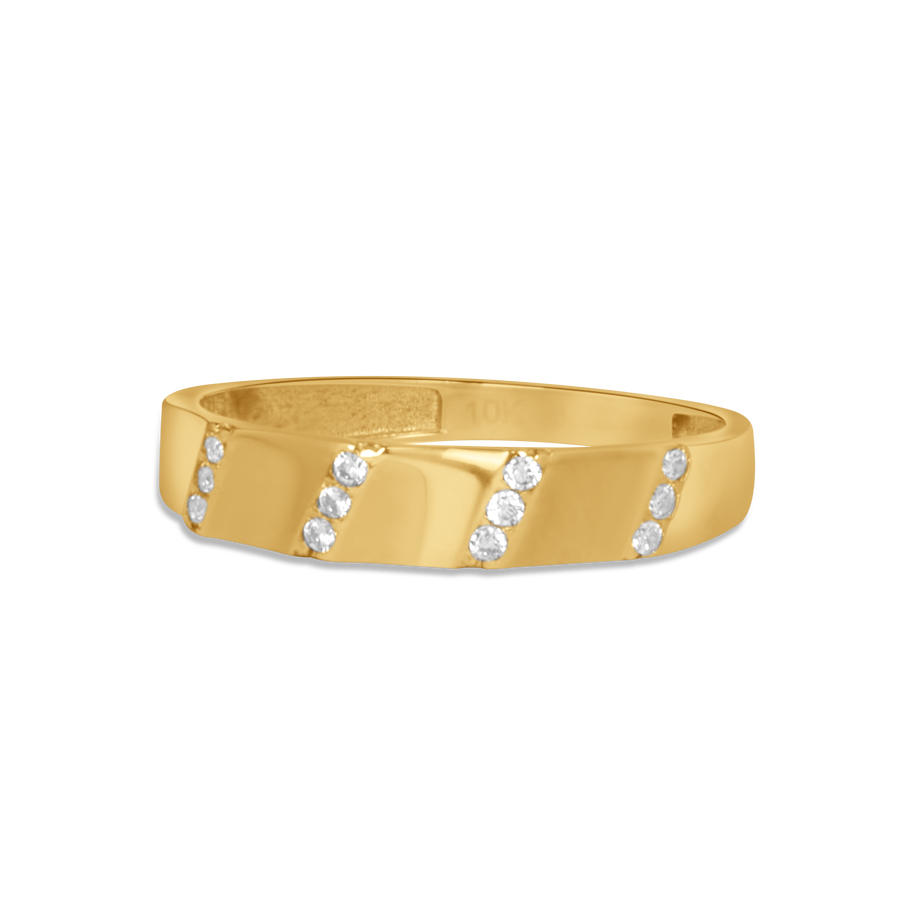 Gold Band with CZ Accent | 10k Gold