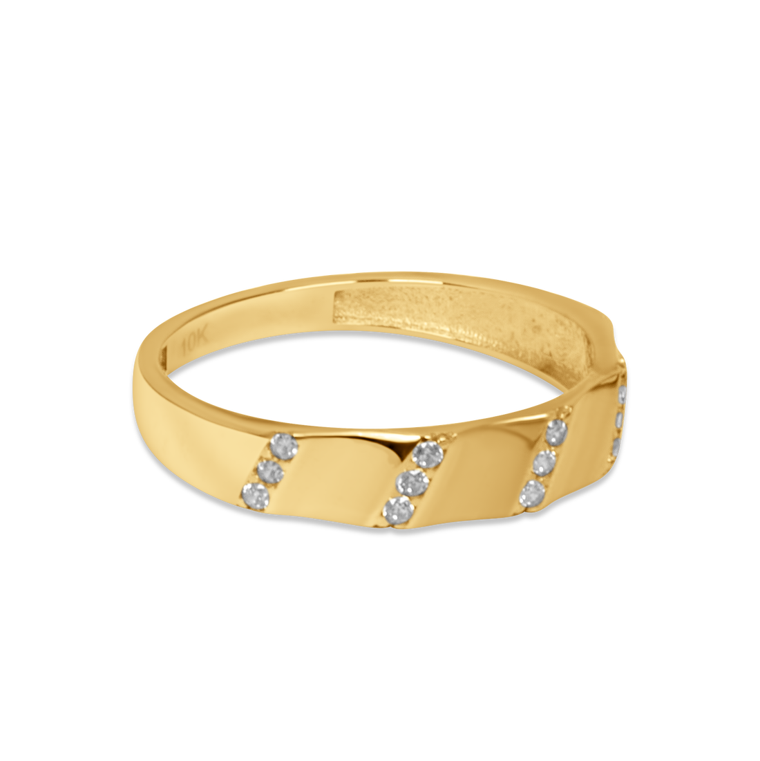 Gold Band with CZ Accent | 10k Gold