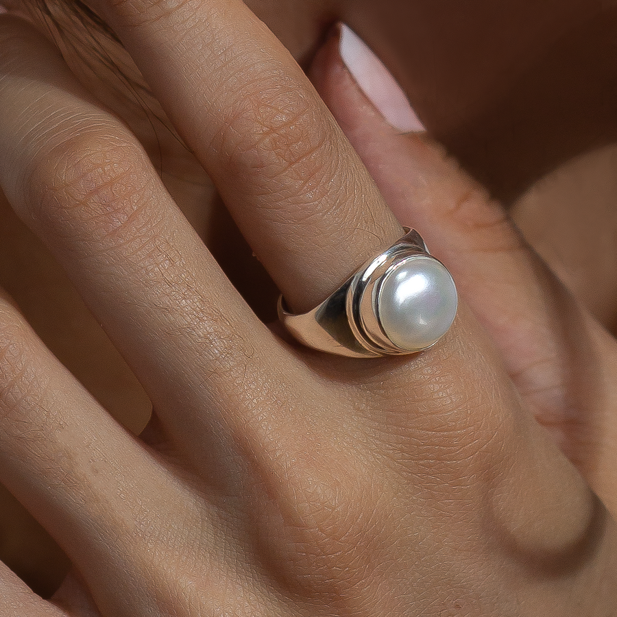 Bold Chunky Silver Pearl Ring Toronto Jewellery