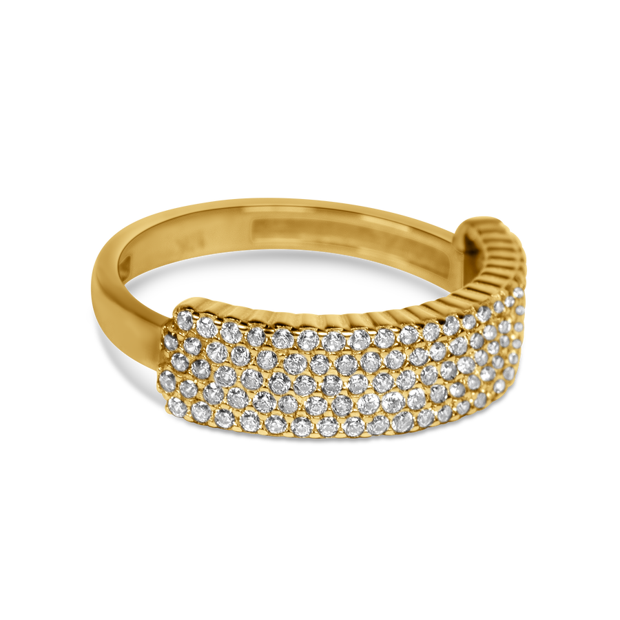 Wide Pave CZ Ring | 10k Gold