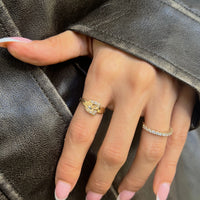 Buckle Ring with CZ | 10-14k Yellow/White/Rose Gold