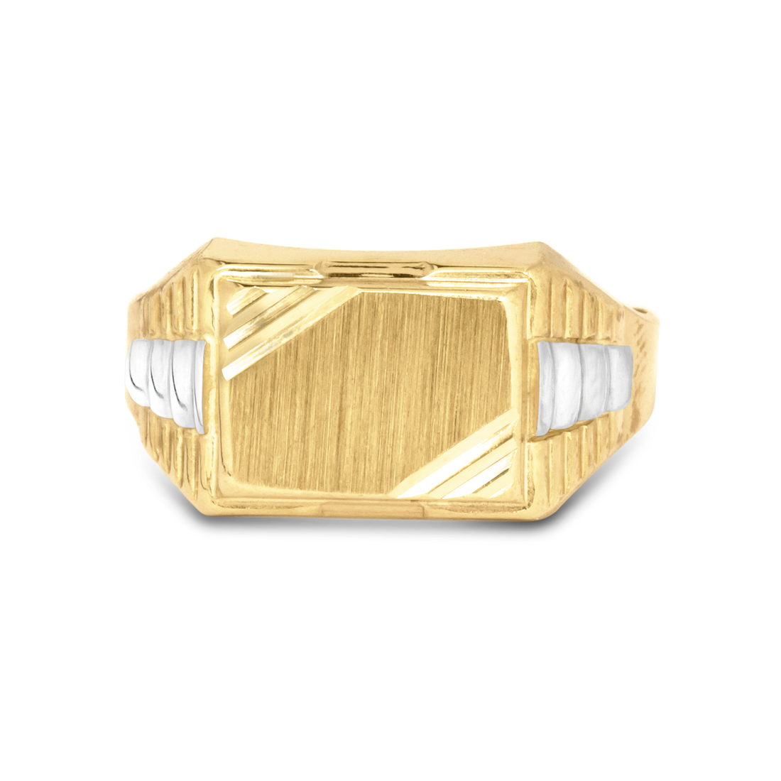 Men's Two-Tone Signet Ring | 10k Yellow/White Gold