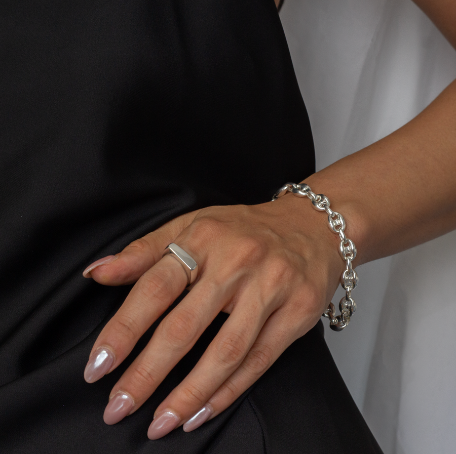 Unisex Puff Mariner Bracelet | Silver