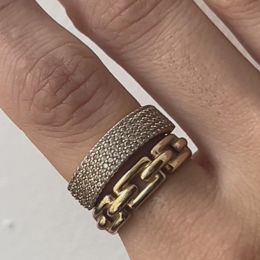 Wide Pave CZ Ring | 10k Gold
