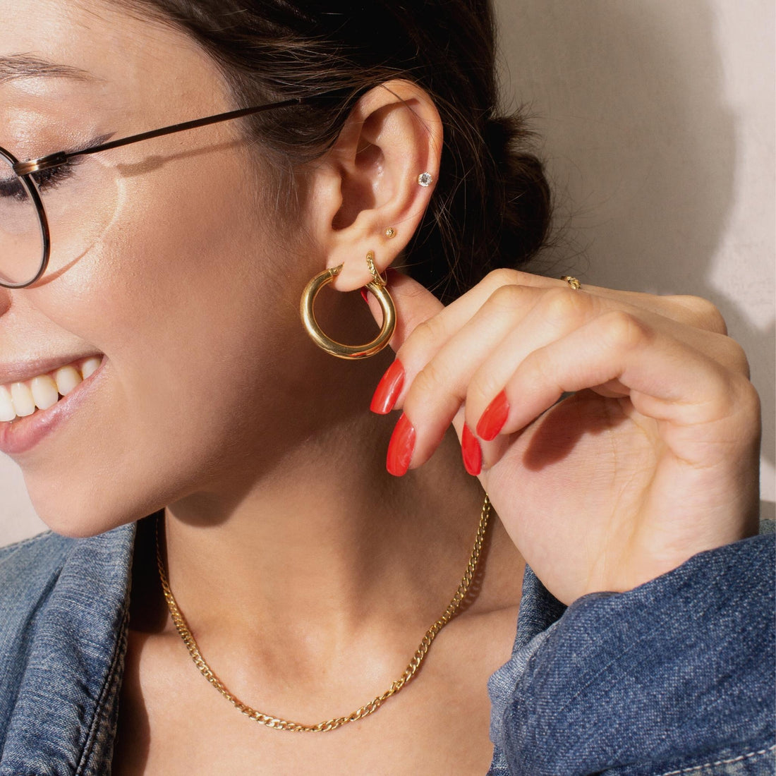thumbnail image 2 of Real 10K Solid Yellow Gold 2mm X 15mm Plain Shiny Round Tube Hoop Earrings – Italian Made, Butterfly Closure 2 of 5