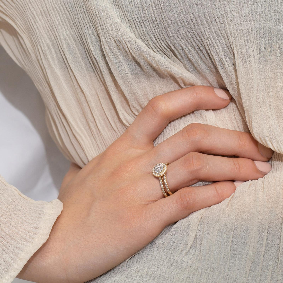 Halo Engagement Ring | 0.65 CT | 14k Yellow/White/Rose Gold