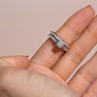 diamond wedding band and engagement ring, stacked wedding ring sets, 14k white gold diamond wedding band