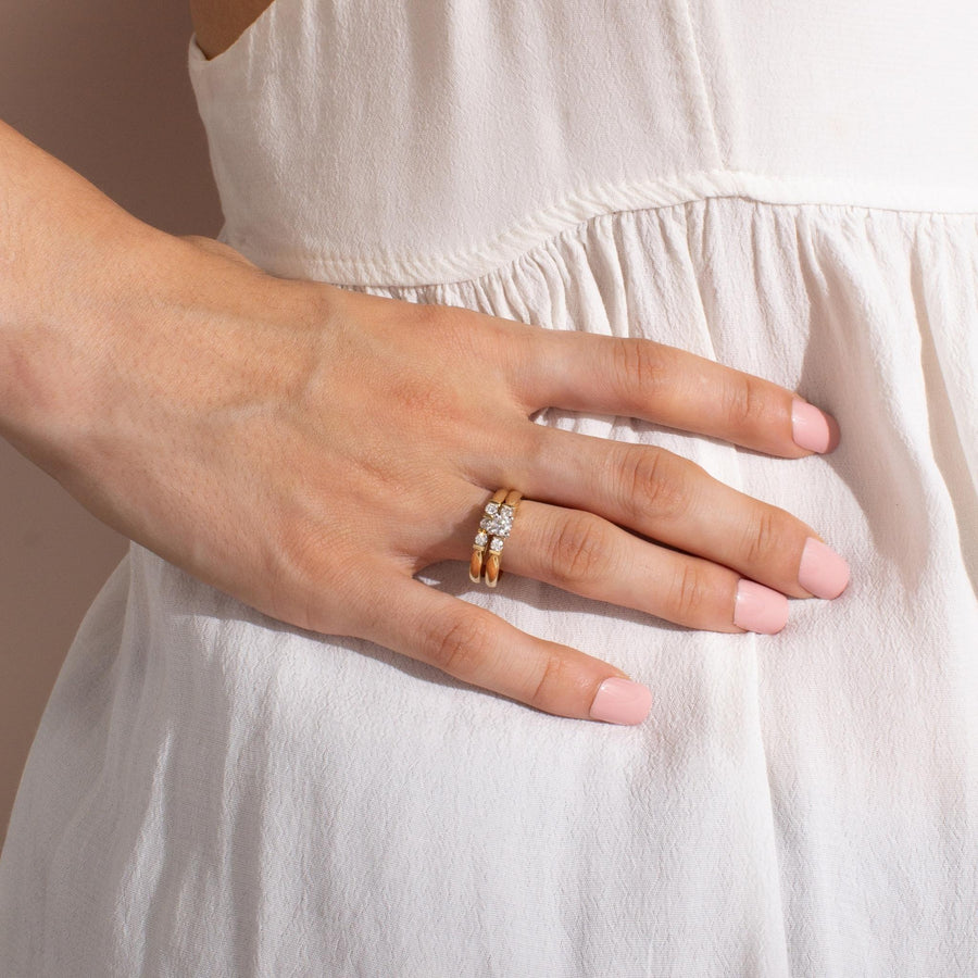 3 diamond engagement ring with wedding band