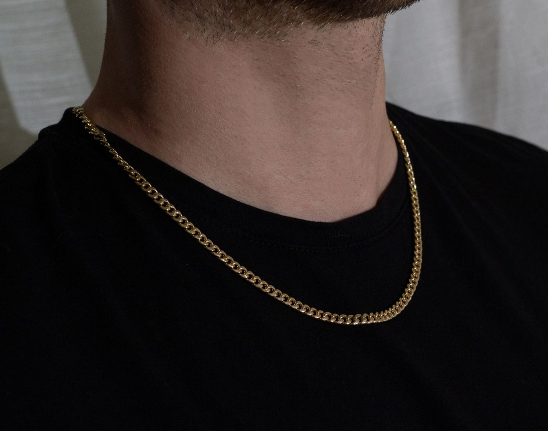 mens solid 10k gold cuban link chain real