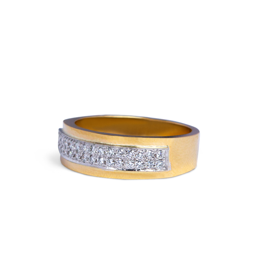 wide 2 row diamond wedding band 14k, 14K Gold Diamond Band