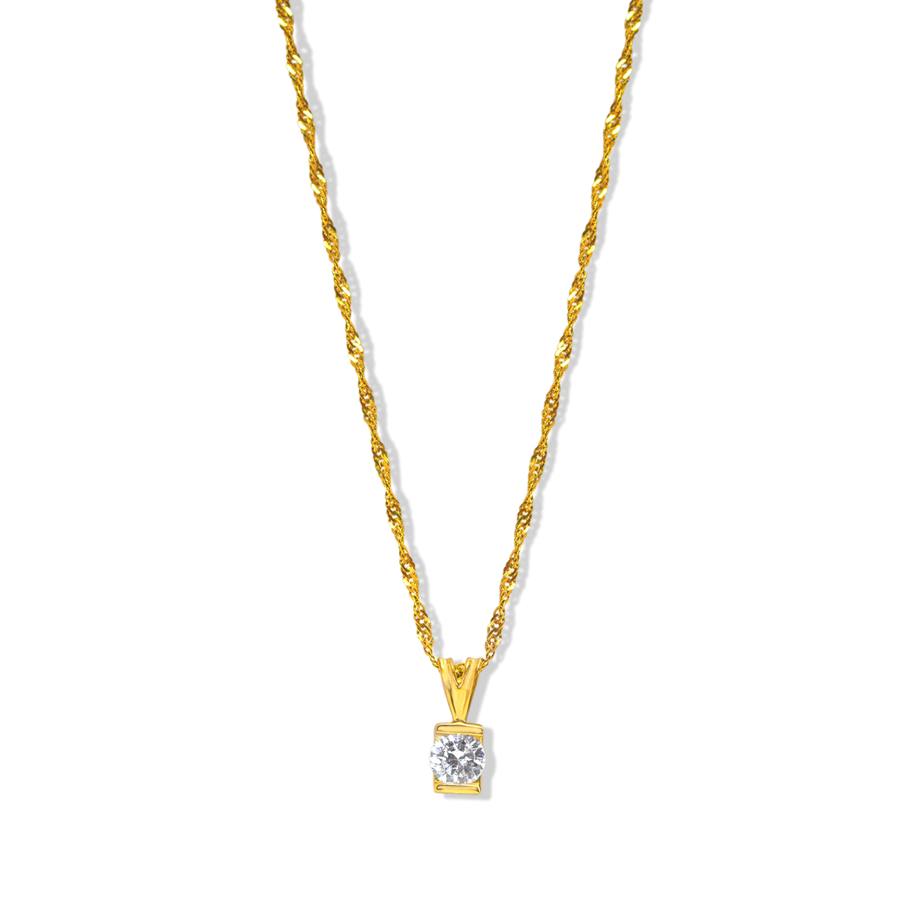 Square Birthstone Pendant | 10k Yellow/White/Rose Gold | 16–22"