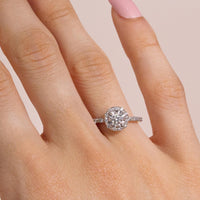 micro pave halo round engagement rings, unique round halo engagement rings