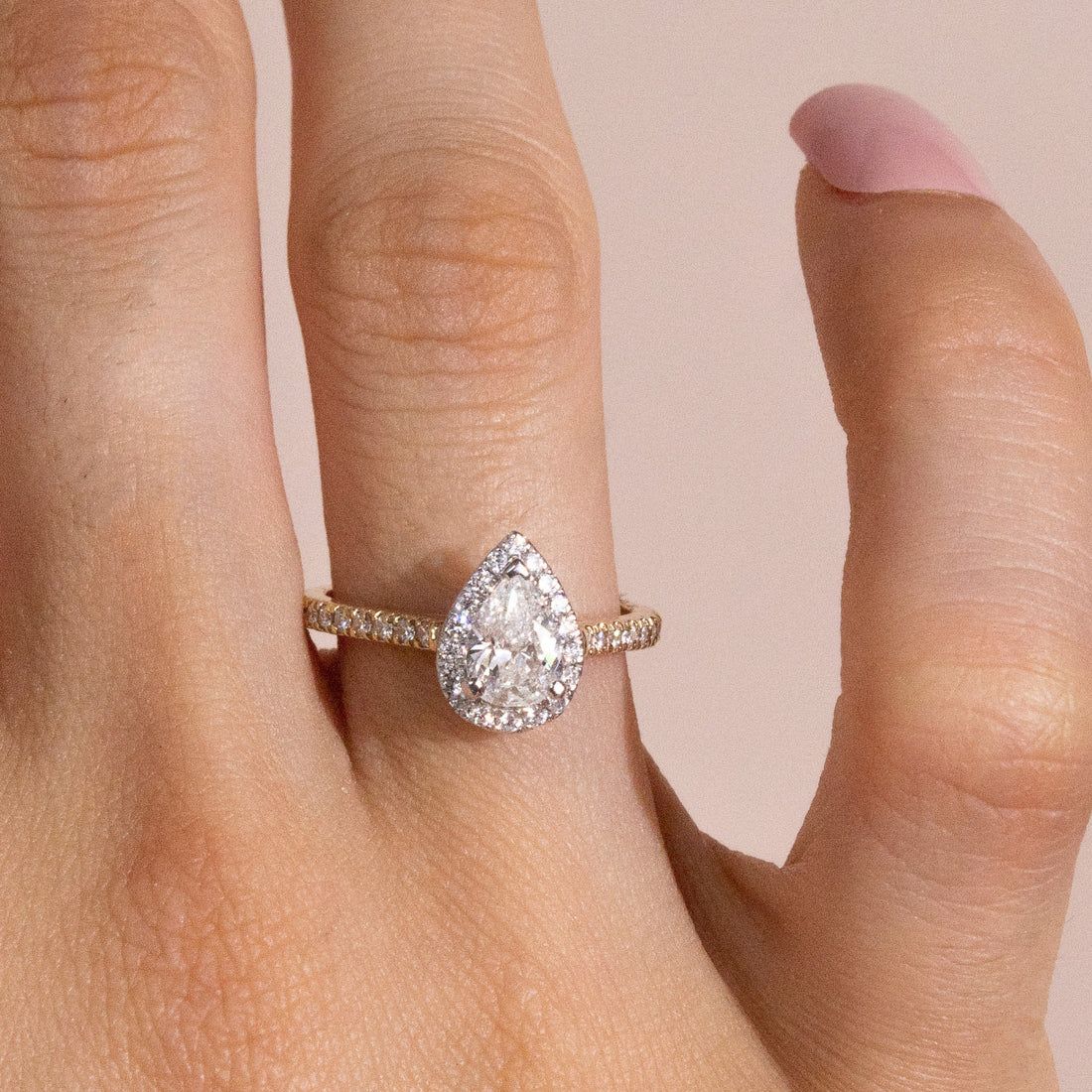 pear cut halo engagement rings